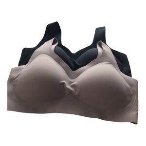 Plus Size Seamless T Shirt Bras - Black and Taupe